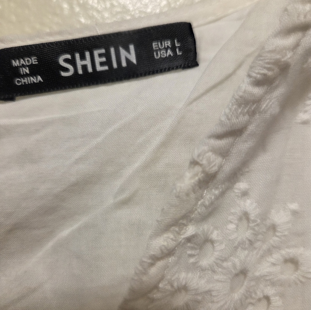 SHEIN White Long Sleeve Eyelet Dress - Picture 2 of 4